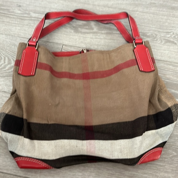 BURBERRY PLAID CANVAS TOTE - Picture 3 of 6